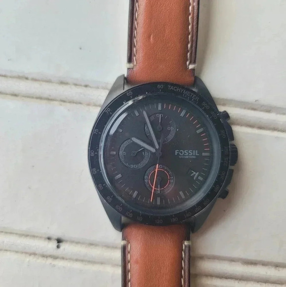 Fossil Decker  CH2050 Chronograph Tachyometer Date Black Men's Watch No Battery - Picture 4 of 6